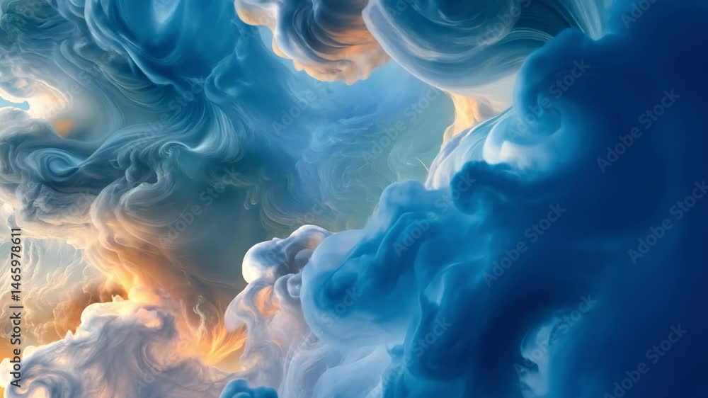 Poster dreamy abstract texture of swirling blue and white clouds in sky, creating mesmerizing atmosphere wi