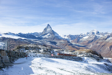 Beautiful landscape at Gornergrat, Zermatt, Switzerland. Looking to Matterhorn from Gornergrat.