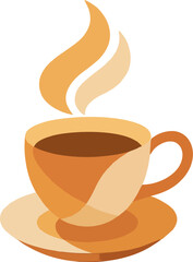 Flat Vector Coffee Cup Icon with Steam – Minimalist Hot Beverage Illustration on White Background