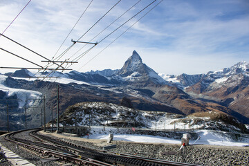 Beautiful landscape at Gornergrat, Zermatt, Switzerland. Looking to Matterhorn from Gornergrat.