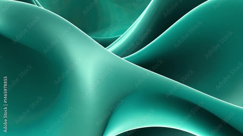 Poster smooth and modern abstract design curves and waves in teal, evoking tranquility with light and shado