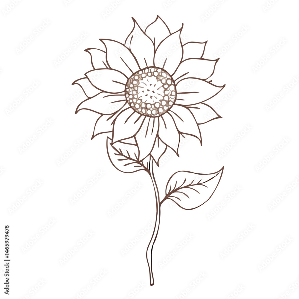 Poster Sunflower Silhouette Design Featuring Minimalist Details and Simple Lines Suitable for Various Artistic Projects Generative AI