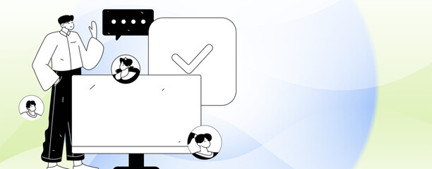 Personnel doing job interview flat vector concept operation hand drawn illustration
