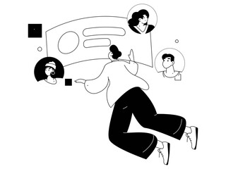 Personnel doing job interview flat vector concept operation hand drawn illustration
