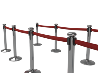 Elegant silver stanchions with red ropes formally displayed for vip access and special events