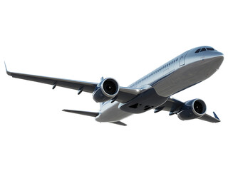 Naklejka premium Sleek metallic airplane soaring through the sky representing travel and global transportation concepts