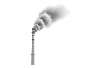 Emission of smoke from factory chimneys isolated on transparent background
