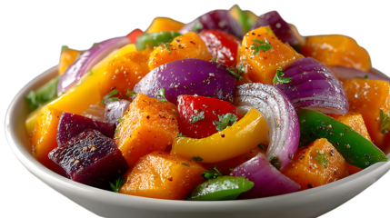 Roasted Vegetable Medley in Bowl Colorful Autumn Harvest Food Photography