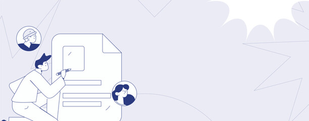 Personnel doing job interview flat vector concept operation hand drawn illustration
