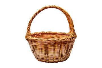 Empty wicker basket isolated on transparent background
