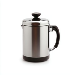 Sleek Stainless Steel Coffee Press with Black Handle and Lid