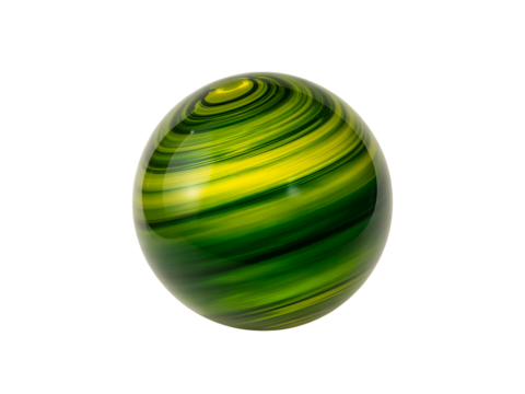 Swirling green and yellow abstract glass sphere with a glossy surface and artistic modern design. - Powered by Adobe