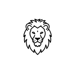 Lion Head Minimalist Line Art Icon