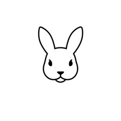 Minimalist Rabbit Head Illustration - Simple Line Art