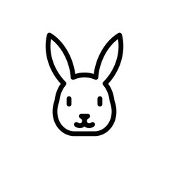 Minimalist Rabbit Icon: Easter Bunny Head, Black Outline