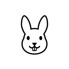 Simple Rabbit Head Outline: Minimalist Vector Illustration