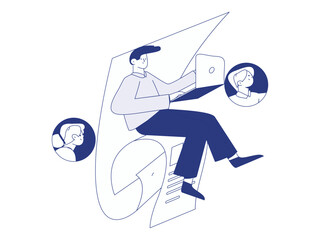 Personnel doing job interview flat vector concept operation hand drawn illustration
