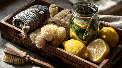 Refreshing Lemon & Mint Spa Kit Natural Body Care Essentials