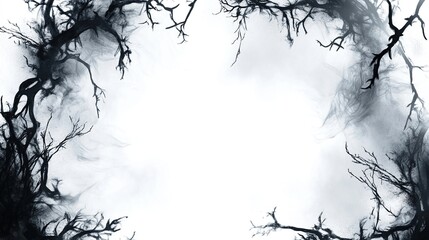 Dark branches frame a pale white center