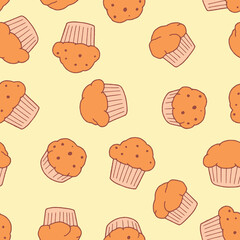 Muffin Vector Seamless Pattern Background for Surface Print Fabric Fashion Wrapping