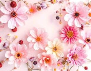 Naklejka premium Delicate Pastel Pink Flowers Arrangement