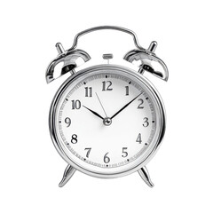 Alarm clock with ringing bells isolated on transparent or white background.