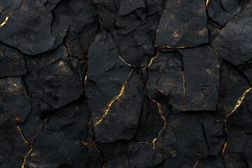 Luxurious black stone texture with golden veins background.