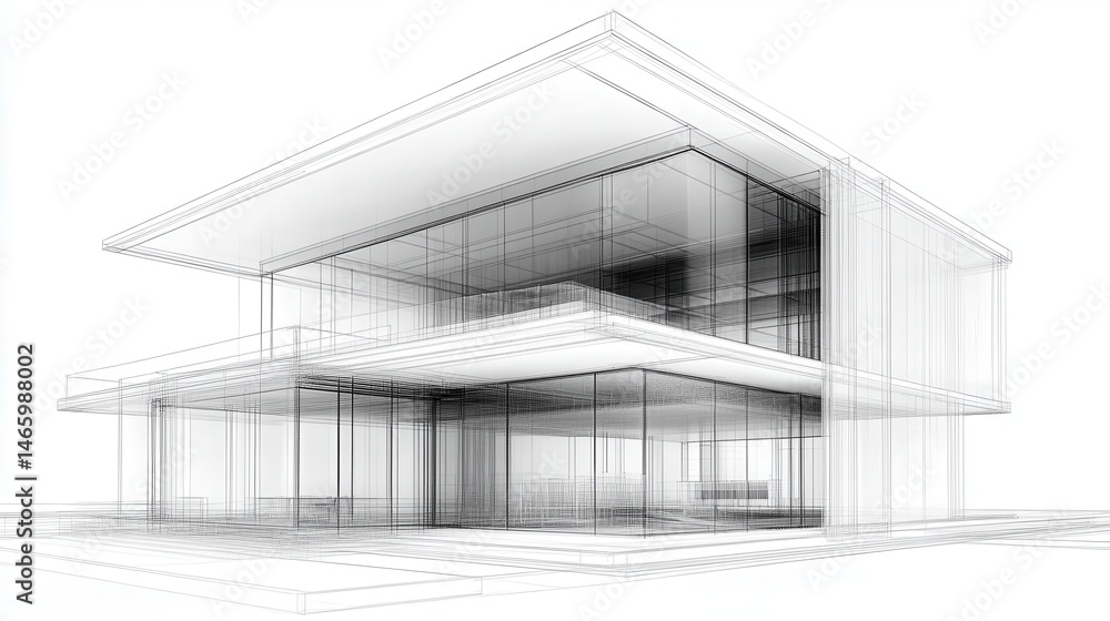 Poster modern minimalist house blueprint design with geometric lines ar