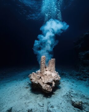Underwater fumarole vents gas into the deep ocean.