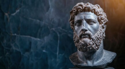 Ancient marble bust sculpture of a bearded man.