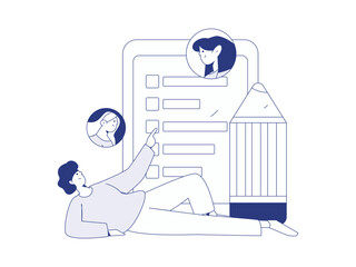 Personnel doing job interview flat vector concept operation hand drawn illustration
