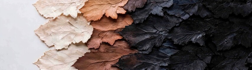 Fototapeta premium Dramatic gradient of autumn leaves in a textured arrangement.