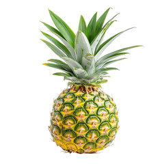 Fototapeta premium Fresh pineapple, vibrant yellow, green leaves