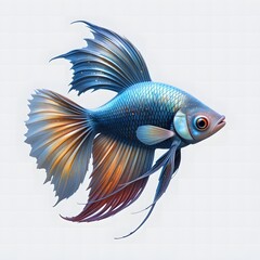 Fototapeta premium Blue and Orange Betta Fish Illustration
