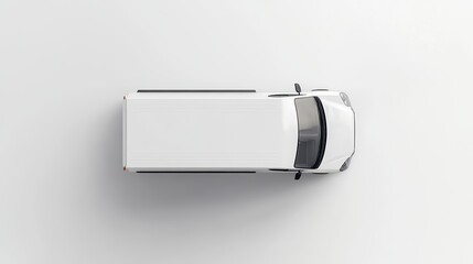 White Delivery Van Top View Minimalist Clean Modern Design Transportation Vehicle Mockup Isolated Background Studio Shot          