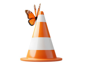 Orange and white traffic cone icon isolated on transparent background