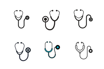  stethoscope vector icon set
