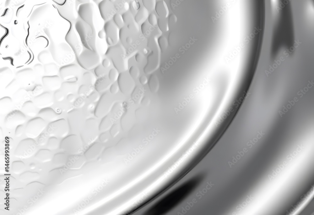 Poster chrome texture surface, metallic sheen design. smooth gradients reflect light in futuristic ways. po