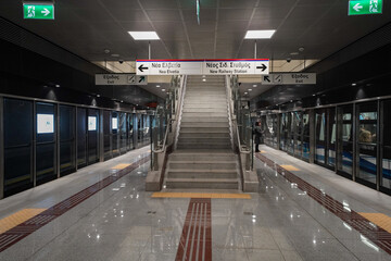 brand new metro station of Thessaloniki , modern transportation design