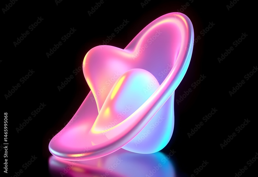 Poster abstract holographic design. vibrant neon shapes glow, smooth forms create a futuristic aesthetic. a