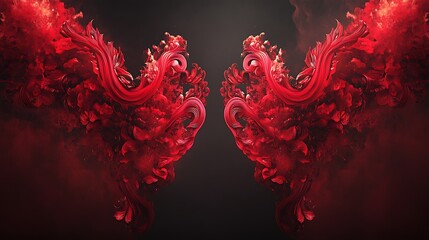 Abstract red swirling forms