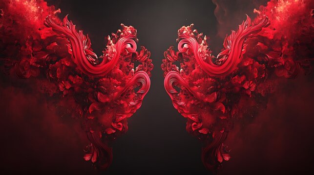 Abstract red swirling forms