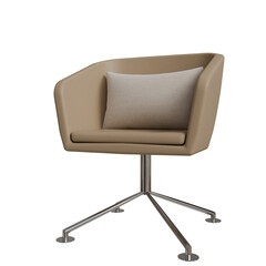 Beige modern chair with armrests and a cushion