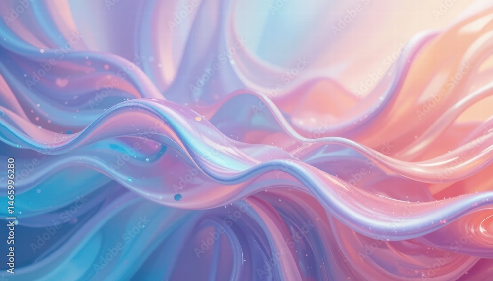 Poster ethereal flowing waves of soft colorful light in a dreamy abstract background with gentle curves and