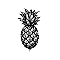 Obraz premium Monochrome Pineapple Illustration: Stylized Exotic Fruit on a White Background