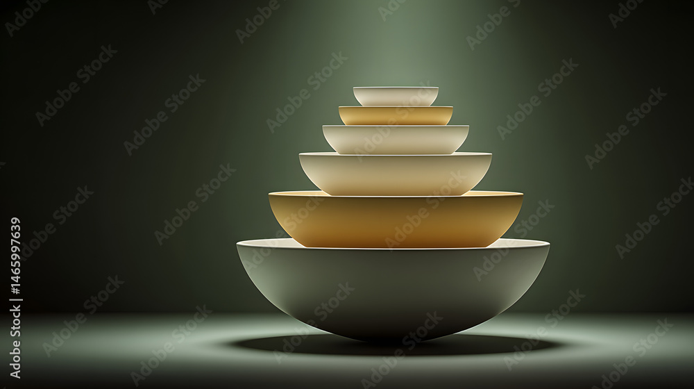 Aufkleber stack of nested bowls minimalist product display