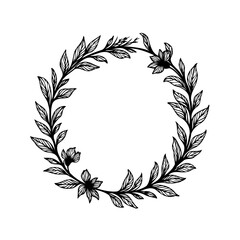 Elegant botanical circle frame, a delicate foliage wreath for timeless designs