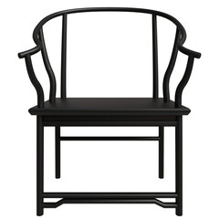 Traditional black armchair with curved wooden arms