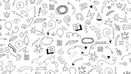 Vector hand drawn set of calligraphic elements. vector illustration.