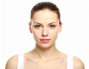 Natural Beauty Portrait of Young Woman with Soft Makeup and Smooth Skin